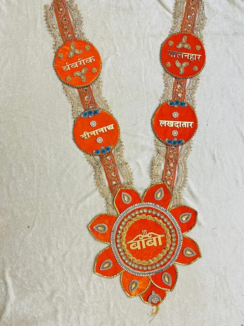 Handcrafted Shyam Baba Orange Shringar Haar - Image 1