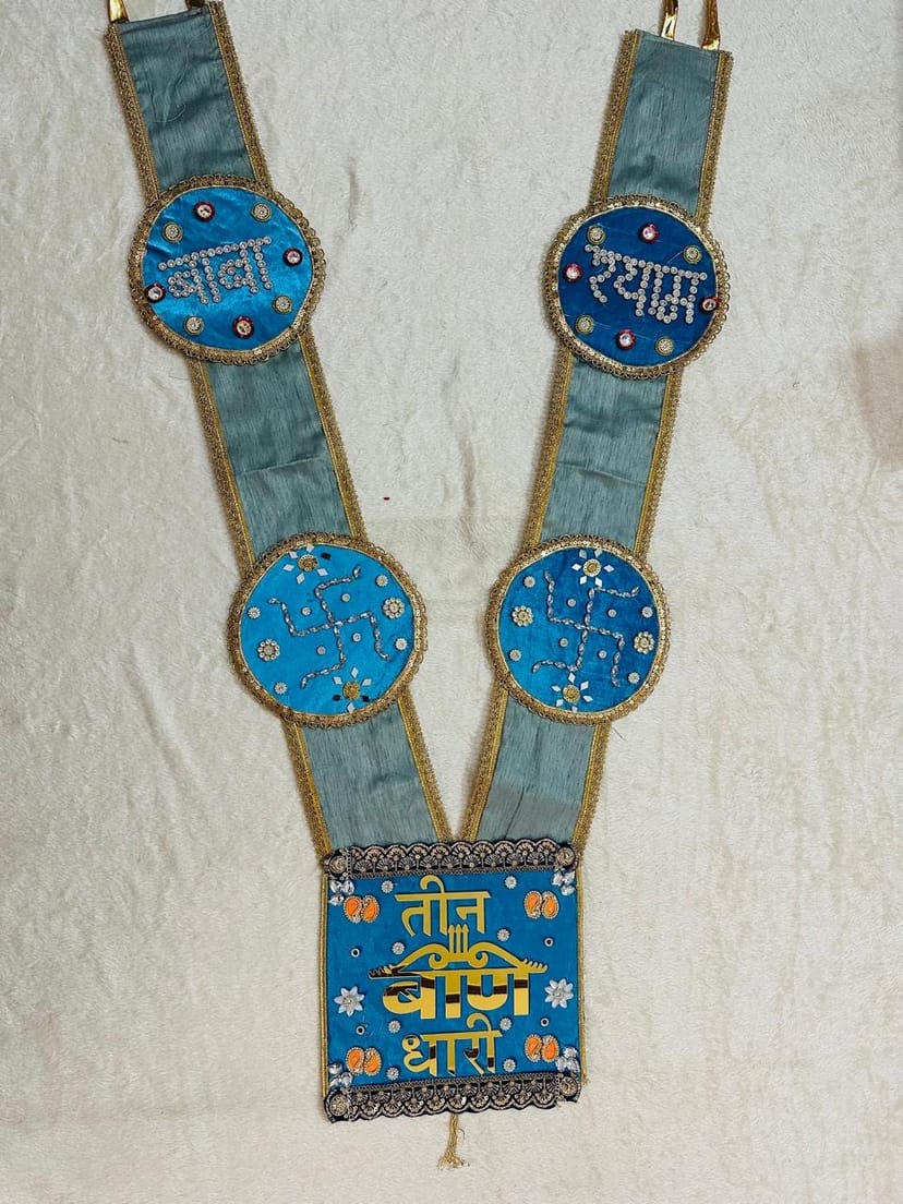 Handcrafted Shyam Baba Dual-Tone Blue Shringar Haar - Image 1