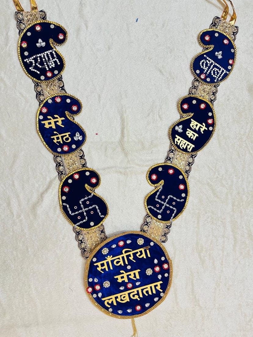Handcrafted Shyam Baba Navy Blue Paisley Shringar Haar - Image 1