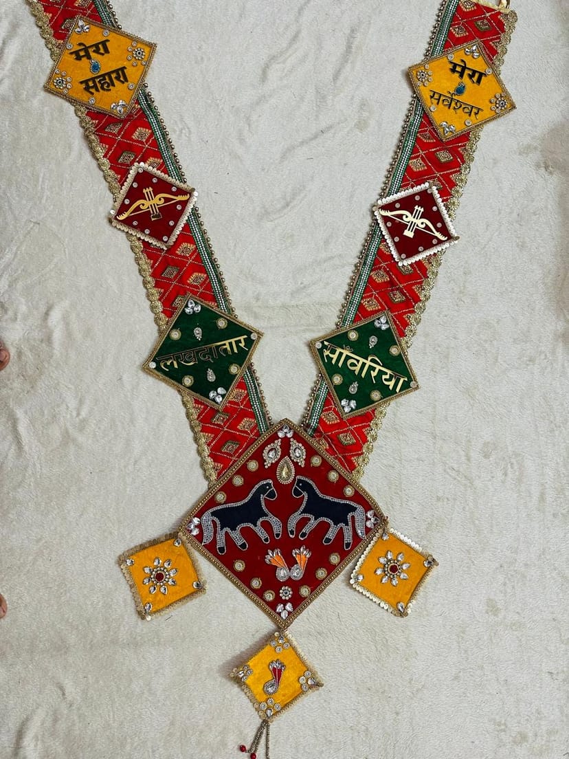 Handcrafted Shyam Baba Multicolor Diamond Neela Ghora Shringar Haar - Image 1