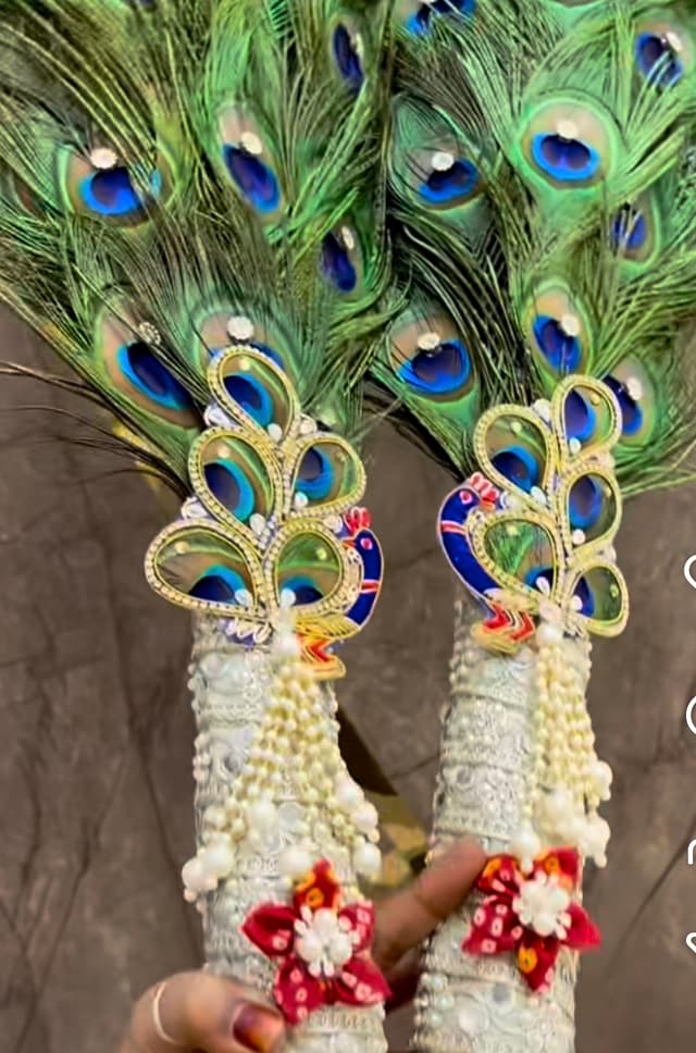 111 Mor Pankh Mor Chhadi - Handcrafted Shyam Baba Shubh 111 Mor Pankh Mor Chhadi