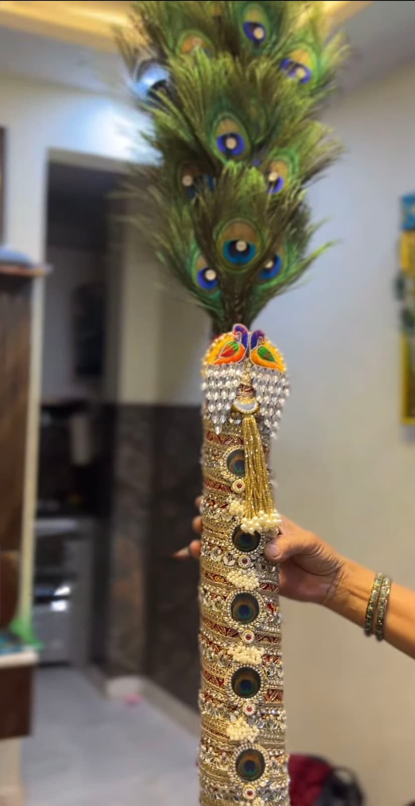121 Mor Pankh Mor Chhadi - Handcrafted Shyam Baba Classic 121 Mor Pankh Mor Chhadi