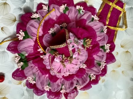 Magenta & Light Pink Rose Designer Laddu Gopal Poshak Set