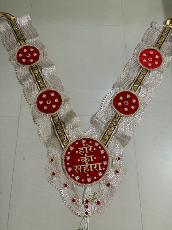 Handcrafted "Haare Ka Sahara" Red Velvet Shyam Baba Haar - Image 1
