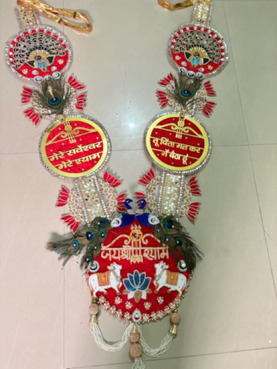 Handcrafted 3 - 3.5 Feet Long Heavy "Jai Shri Shyam" Designer Shyam Baba Long Haar - Image 1